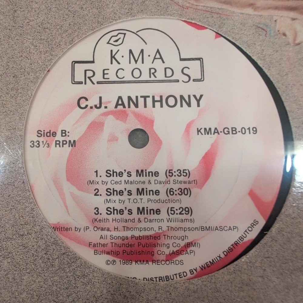 C.J. Anthony You Are My Starship She's Mine 12 Inch Vinyl Single 1989 KMA-GB-019 - Picture 3 of 3